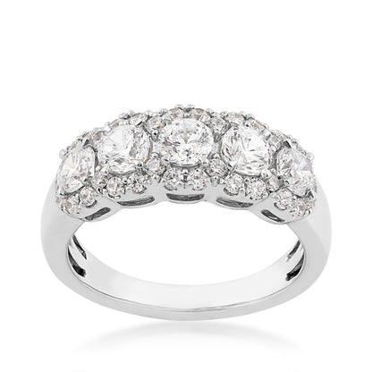 Adamante 1-1/2 ct. tw. Lab-Grown 5-Stone Diamond Halo Anniversary Ring in 14K White Gold