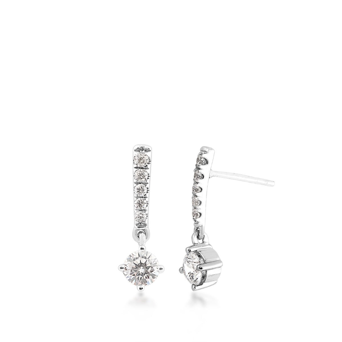Adamante 5/8 ct. tw. Lab-Grown Round Diamond Drop Earrings in 14K White Gold
