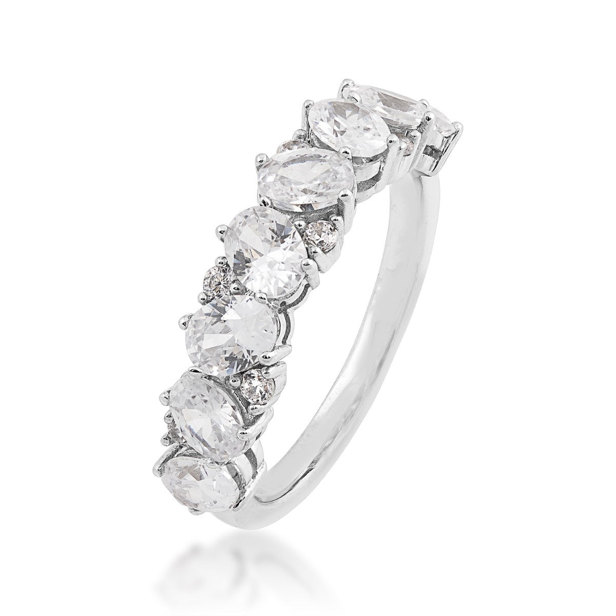 Adamante 1-3/4 ct. tw. Lab-Grown Oval & Round Diamond Ring in 14K White Gold front view