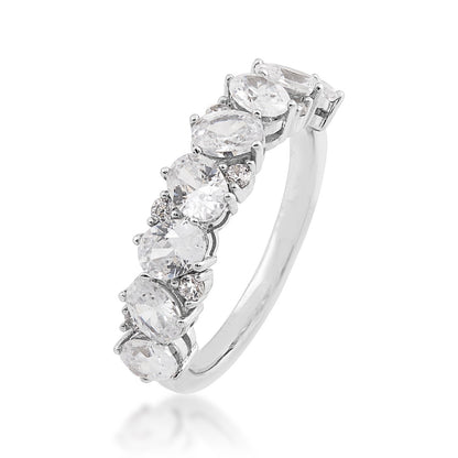 Adamante 1-3/4 ct. tw. Lab-Grown Oval & Round Diamond Ring in 14K White Gold front view