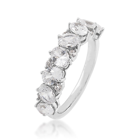 Adamante 1-3/4 ct. tw. Lab-Grown Oval & Round Diamond Ring in 14K White Gold front view
