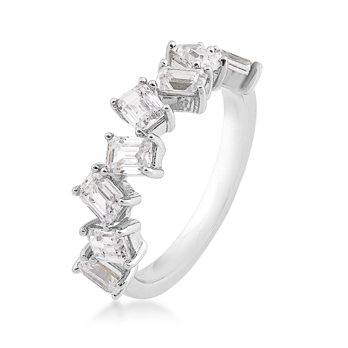 Adamante 2 ct. tw. Lab-Grown Emerald Cut Diamond Ring in 14K White Gold front view