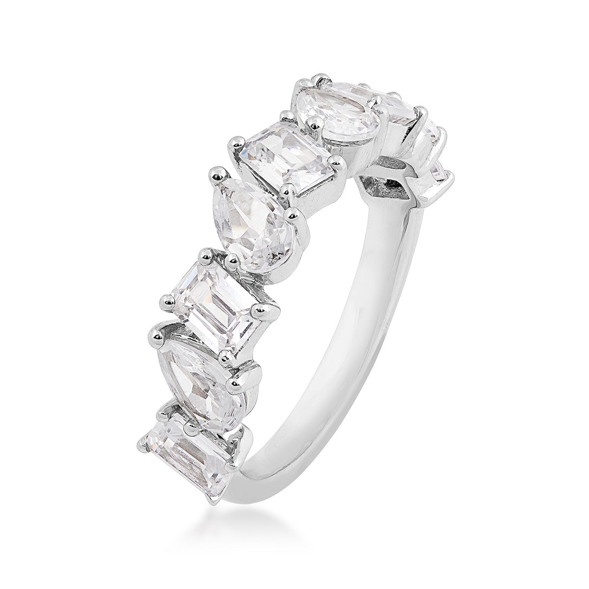 Adamante 2-1/2 ct. tw. Lab-Grown Pear & Emerald Cut Diamond Ring in 14K White Gold front view