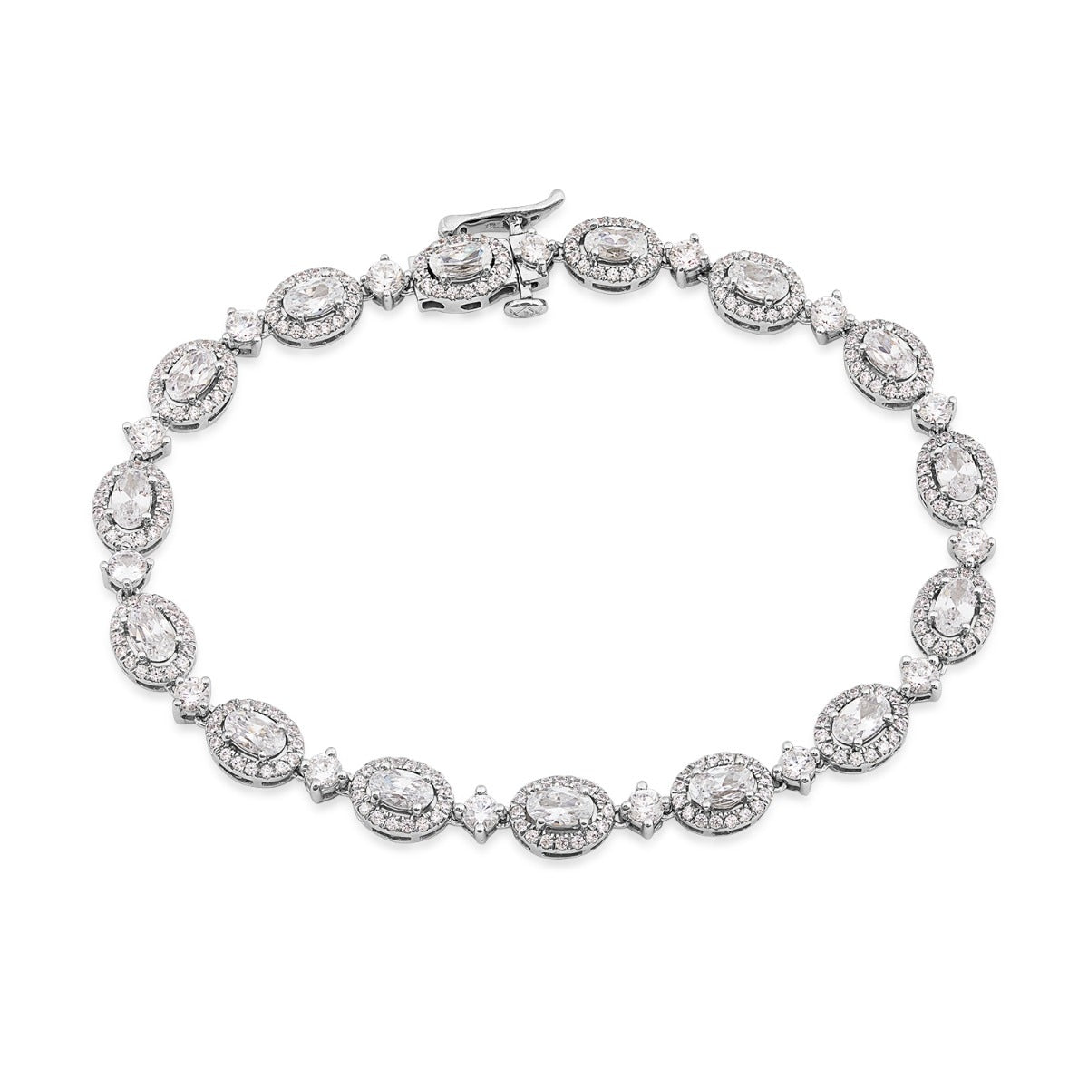 Adamante 6-1/4 ct. tw. Lab-Grown Oval & Round Diamond Halo Tennis Bracelet 14K White Gold