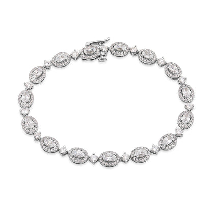 Adamante 6-1/4 ct. tw. Lab-Grown Oval & Round Diamond Halo Tennis Bracelet 14K White Gold