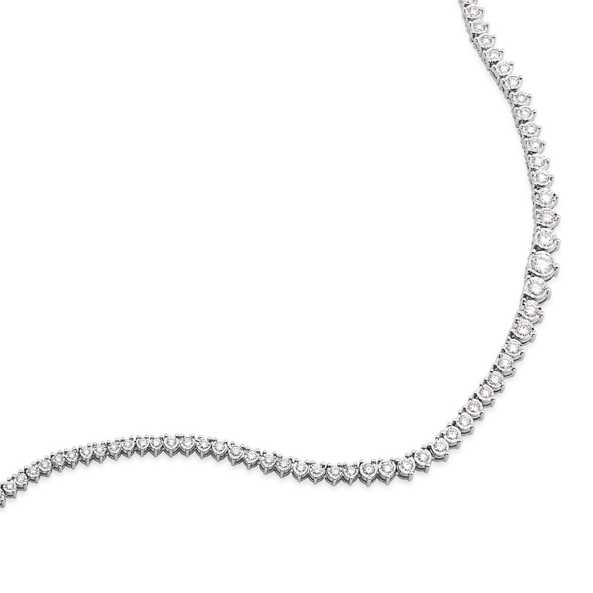 Adamante 3 ct. tw. Lab-Grown Diamond Riviera Necklace with Miracle Plates in 10K White Gold close-up detail