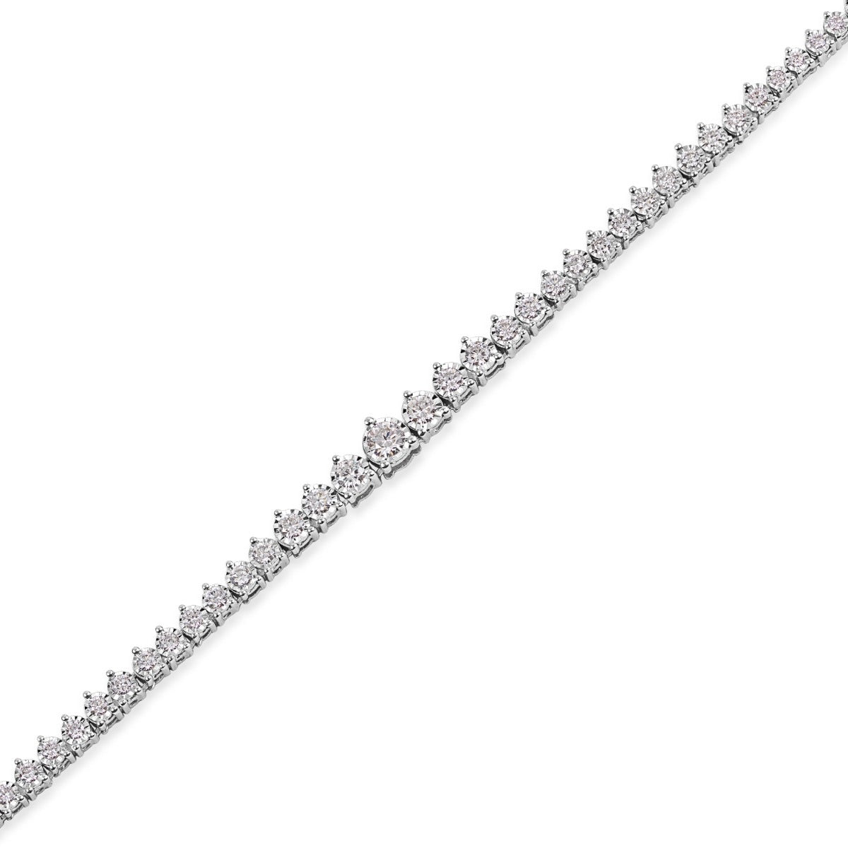 Adamante 3 ct. tw. Lab-Grown Diamond Riviera Necklace with Miracle Plates in 10K White Gold front view