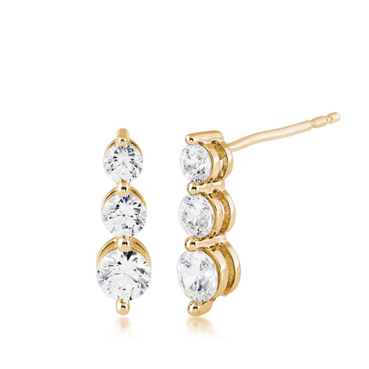 Adamante 1 ct. tw. Lab-Grown Round 3-Stone Diamond Earrings in 14K Yellow Gold