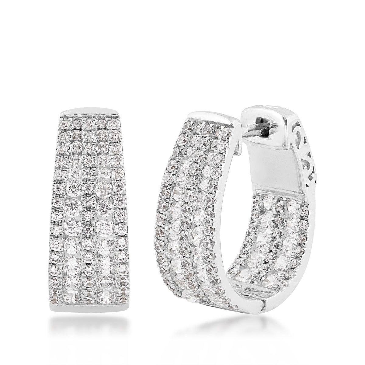 Adamante 2 ct. tw. Lab-Grown Diamond Multirow Hoop Earrings in 14K White Gold