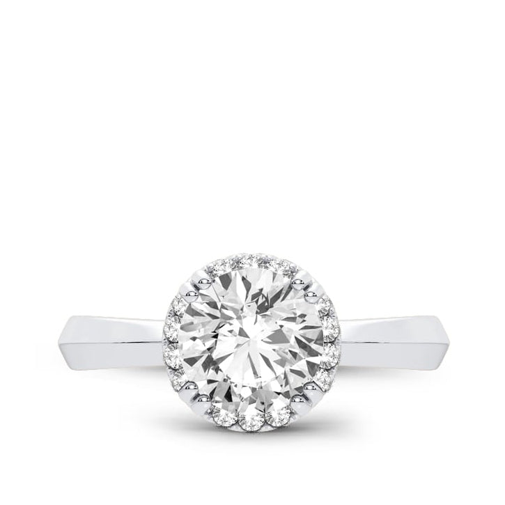 Adamante 2 ct. tw. Lab-Grown Round Diamond Halo Engagement Ring in 14K White Gold close-up detail