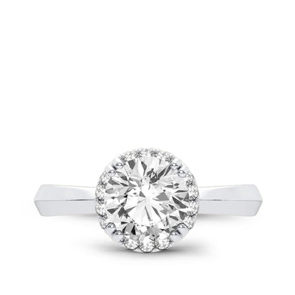 Adamante 2 ct. tw. Lab-Grown Round Diamond Halo Engagement Ring in 14K White Gold close-up detail