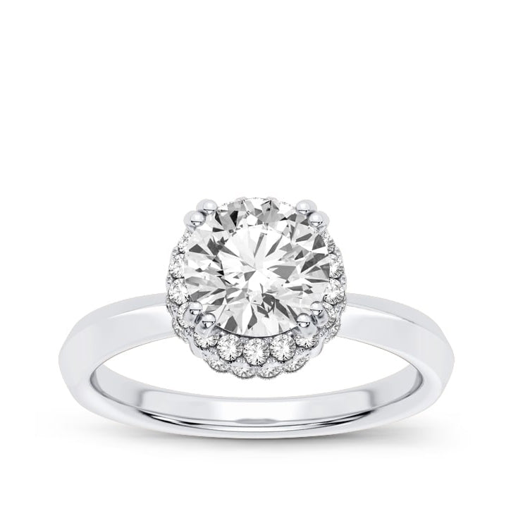 Adamante 2 ct. tw. Lab-Grown Round Diamond Halo Engagement Ring in 14K White Gold