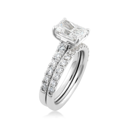 Adamante 3 ct. tw. Lab-Grown Radiant Cut Diamond Wedding Set in 14K White Gold front view