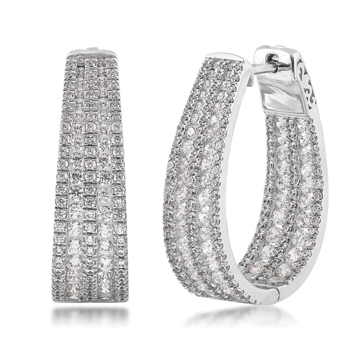 Adamante 4 ct. tw. Lab-Grown Diamond Multirow Hoops in 14K White Gold