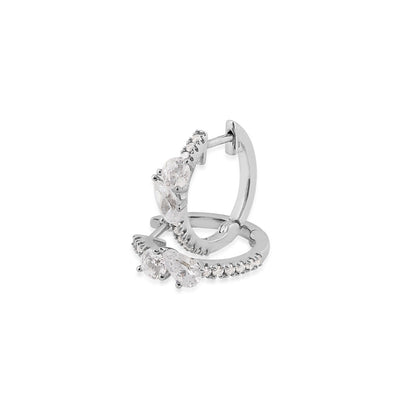 Adamante 3/4 ct. tw. Lab-Grown Round & Pear Diamond Huggie Hoop Earrings in 10K White Gold front view