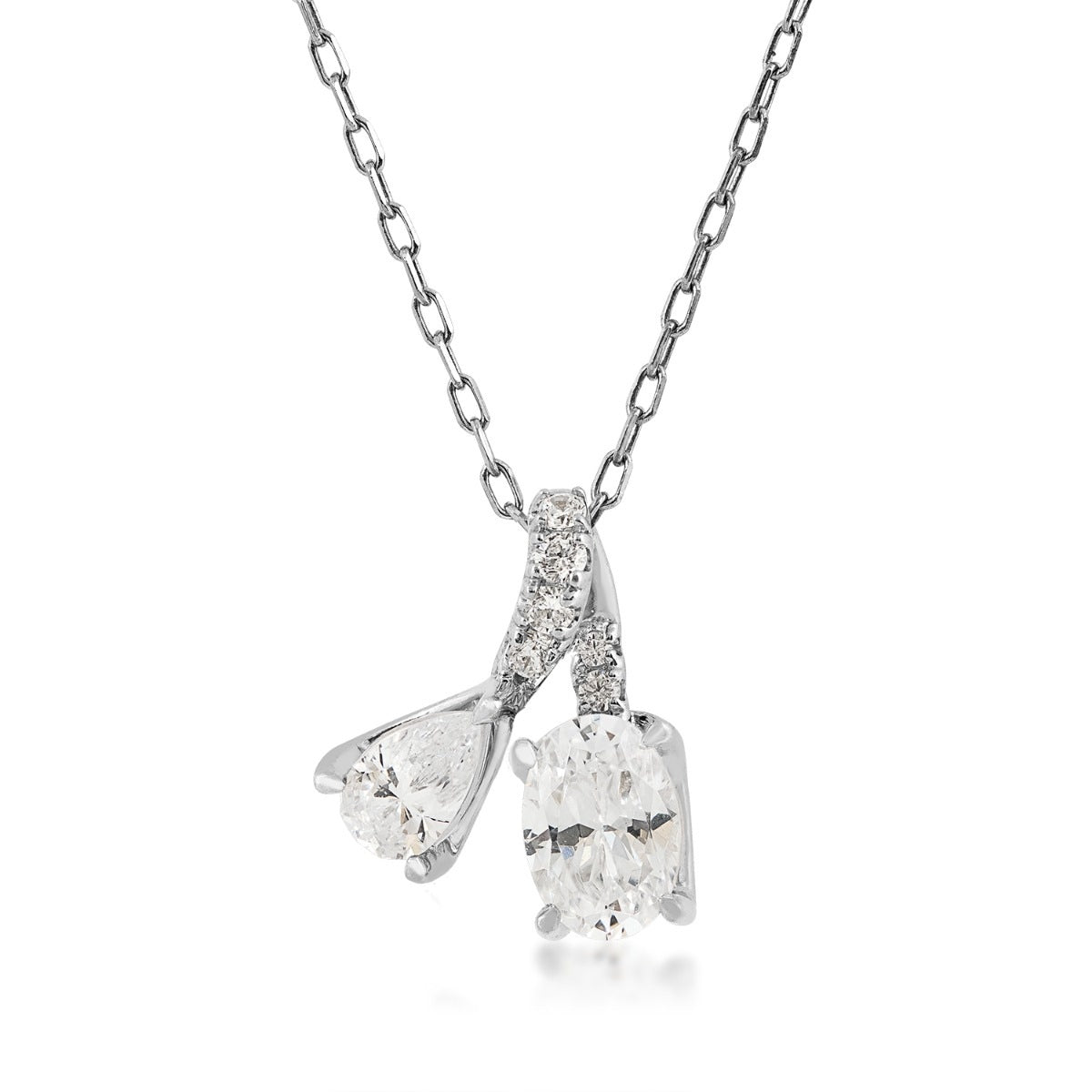 Adamante 1 ct. tw. Lab-Grown Pear & Oval Diamond Pendant in 10K White Gold
