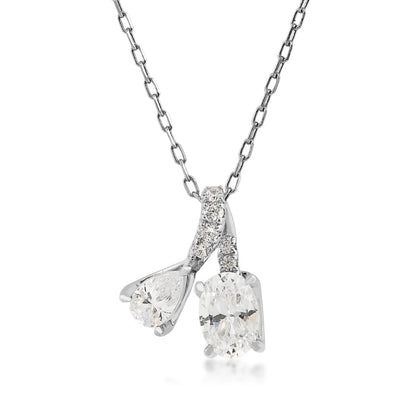 Adamante 1 ct. tw. Lab-Grown Pear & Oval Diamond Pendant in 10K White Gold