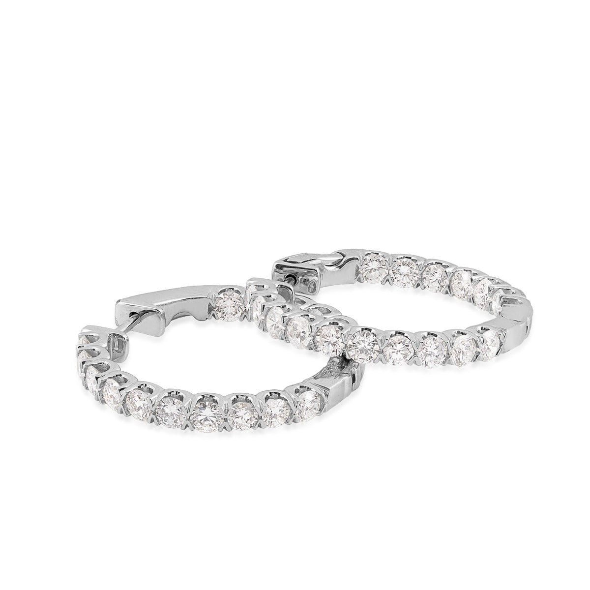 Adamante 3-1/2 ct. tw. Lab-Grown Diamond Inside Out Hoop Earrings in 14K White Gold front view