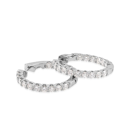 Adamante 3-1/2 ct. tw. Lab-Grown Diamond Inside Out Hoop Earrings in 14K White Gold front view