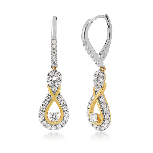 Infinite Love 1 ct. tw. Lab-Grown Diamond Infinity Drop Earrings in 10K White & Yellow Gold