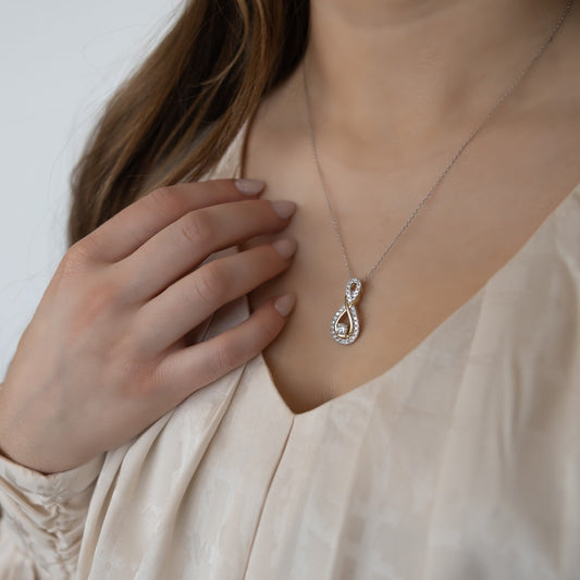 Infinite Love 1 ct. tw. Lab-Grown Diamond Infinity Pendant in 10K White & Yellow Gold close-up detail