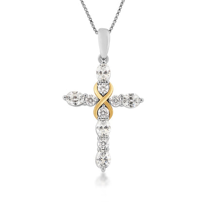 Infinite Love 1 ct. tw. Lab-Grown Diamond Infinity Cross Pendant in 10K White & Yellow Gold