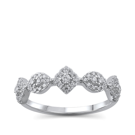Perfect Match 1/3 ct. tw. Diamond Cluster Stackable Anniversary Ring in 10K White Gold