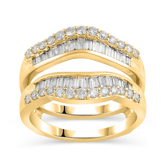 1 ct. tw. Round & Baguette Diamond Wedding Ring Enhancer in 14K Yellow Gold
