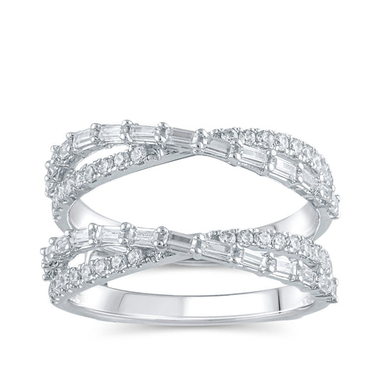 1 ct. tw. Round & Baguette Diamond Wedding Ring Enhancer in 14K White Gold