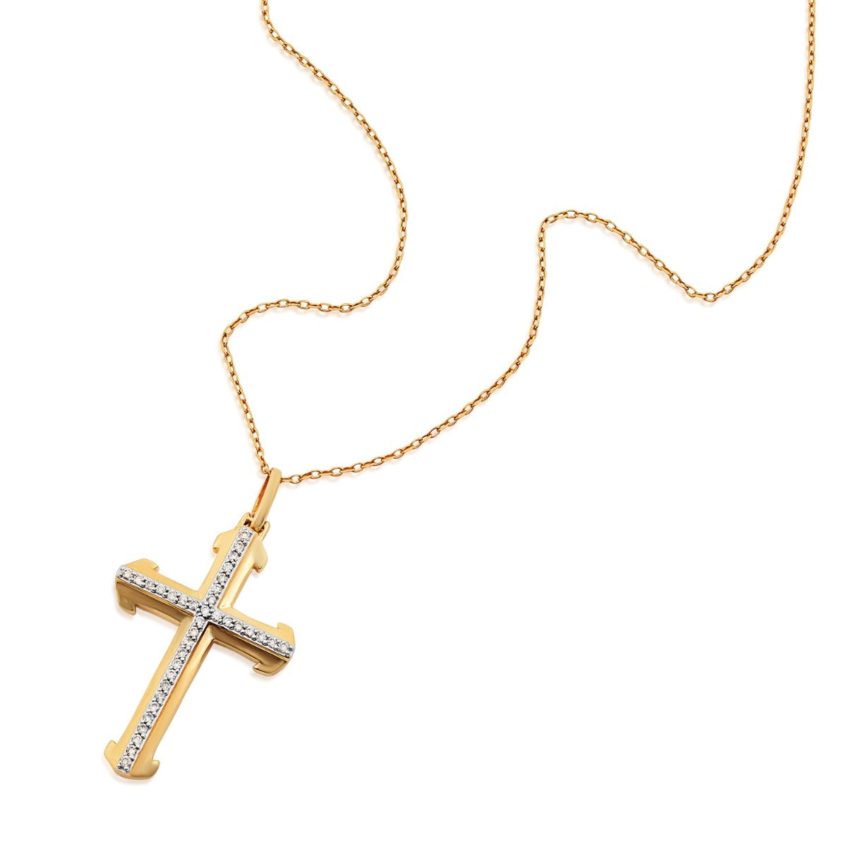 1/5 ct. tw. Diamond Cross Pendant in 10K Yellow Gold front view