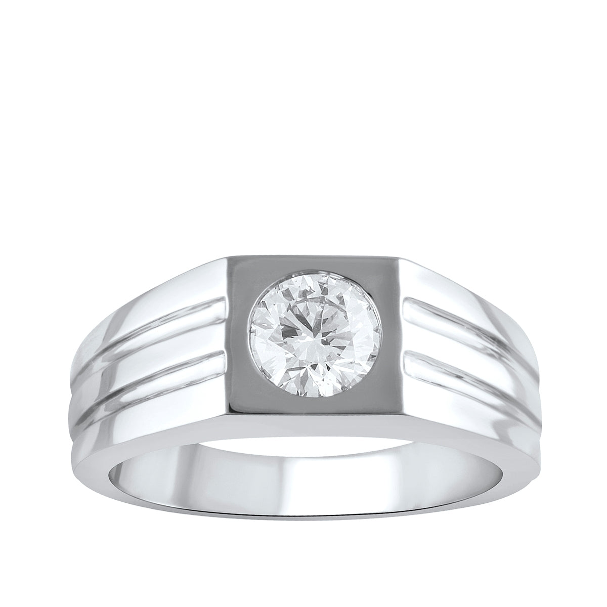 1 ct. tw. Men's Round Diamond Solitaire Wedding Ring in 10K White Gold