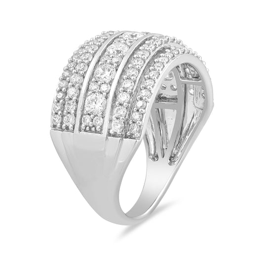 1-1/2 ct. tw. Round Brilliant Diamond Multirow Anniversary Ring in 10K White Gold front view