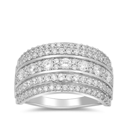 1-1/2 ct. tw. Round Brilliant Diamond Multirow Anniversary Ring in 10K White Gold