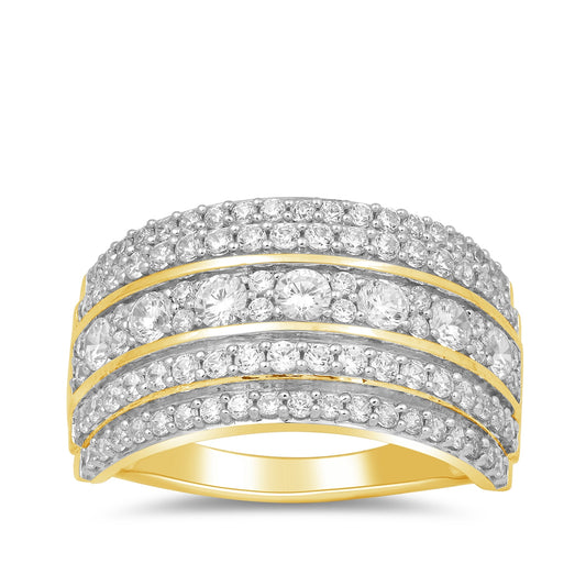 1-1/2 ct. tw. Round Brilliant Diamond Multirow Anniversary Ring in 10K Yellow Gold