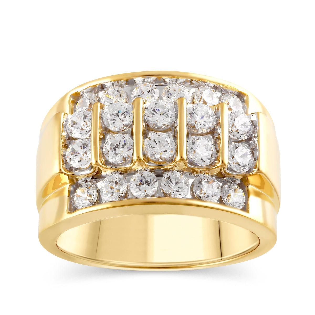2 ct. tw. Men's Multirow Diamond Ring in 10K Yellow Gold