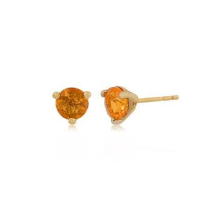 American Colors 5.5mm Round Fire Opal Solitaire Earrings in 10K Yellow Gold