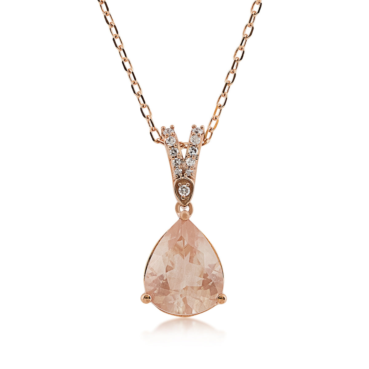 American Colors Pear Sunstone & Diamond Accent Pendant in 10K Pink Gold