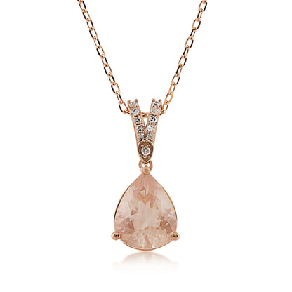 American Colors Pear Sunstone & Diamond Accent Pendant in 10K Pink Gold