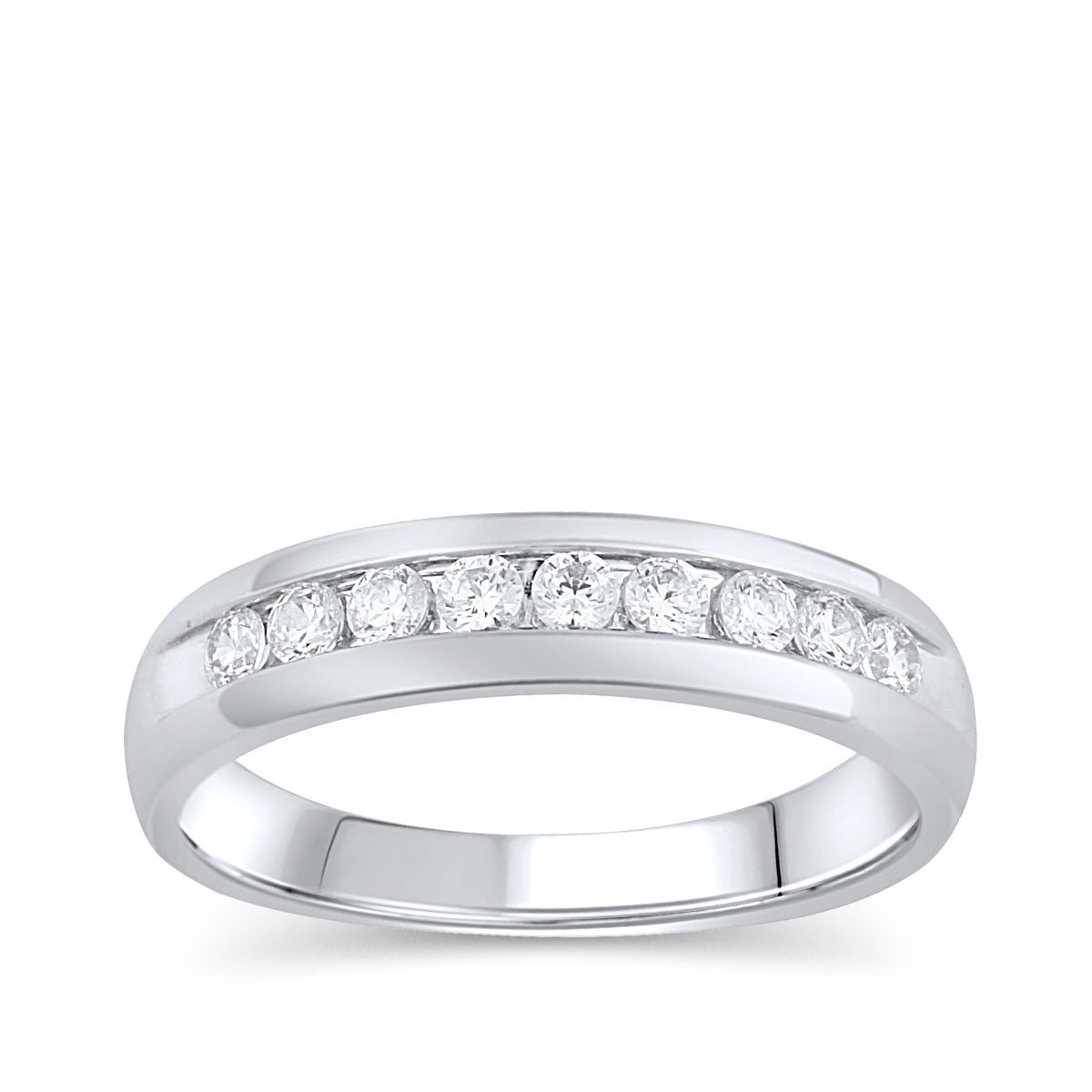 1/2 ct. tw. Men's Round Brilliant Diamond Machine Set Wedding Ring in 10K White Gold