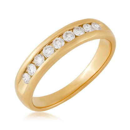 1/2 ct. tw. Men's Round Brilliant Diamond Machine Set Wedding Ring in 10K Yellow Gold front view