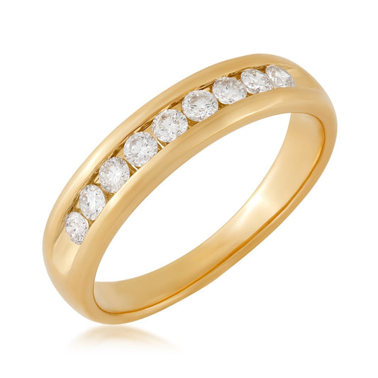 1/2 ct. tw. Men's Round Brilliant Diamond Machine Set Wedding Ring in 10K Yellow Gold front view