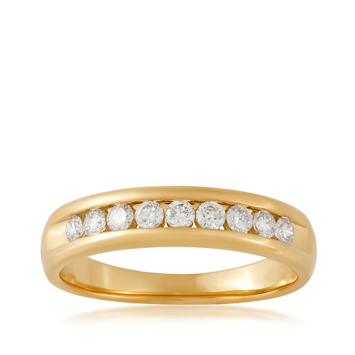 1/2 ct. tw. Men's Round Brilliant Diamond Machine Set Wedding Ring in 10K Yellow Gold