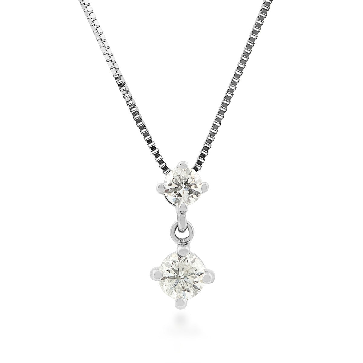5/8 ct. tw. Round Diamond 2-Stone Drop Pendant in 14K White Gold