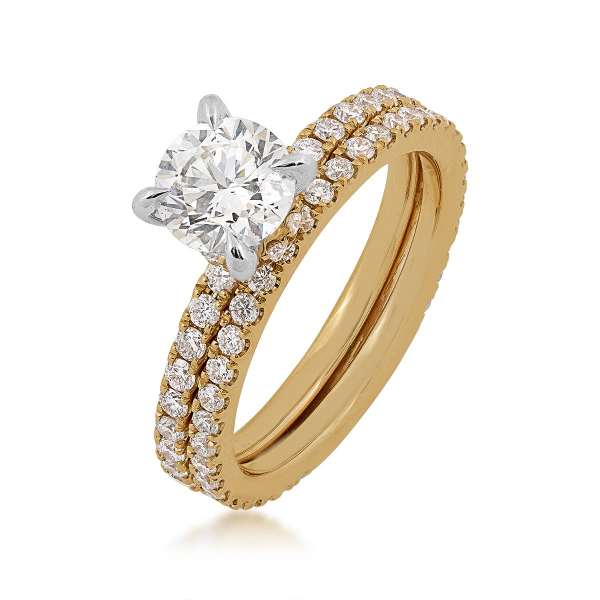 Adamante 1-7/8 ct. tw. Lab-Grown Round Brilliant Diamond Wedding Set in 14K Yellow Gold front view
