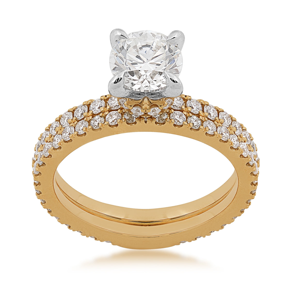 Adamante 1-7/8 ct. tw. Lab-Grown Round Brilliant Diamond Wedding Set in 14K Yellow Gold