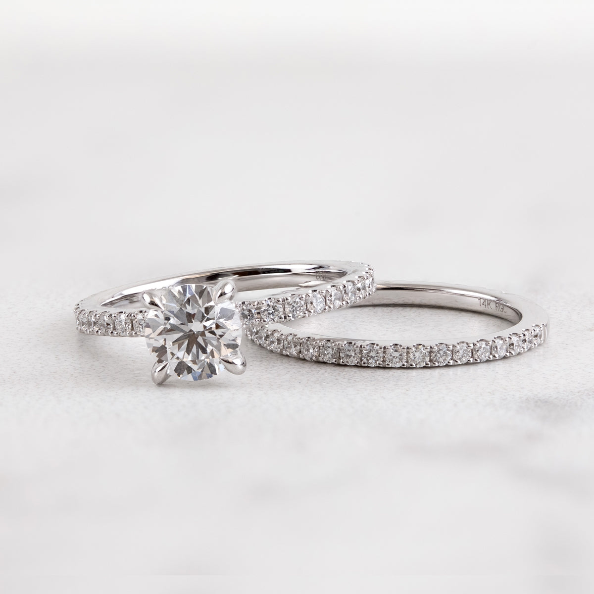 Adamante 1-7/8 ct. tw. Lab-Grown Round Brilliant Diamond Wedding Set in 14K White Gold side profile