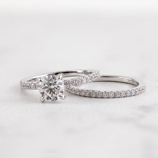 Adamante 1-7/8 ct. tw. Lab-Grown Round Brilliant Diamond Wedding Set in 14K White Gold side profile