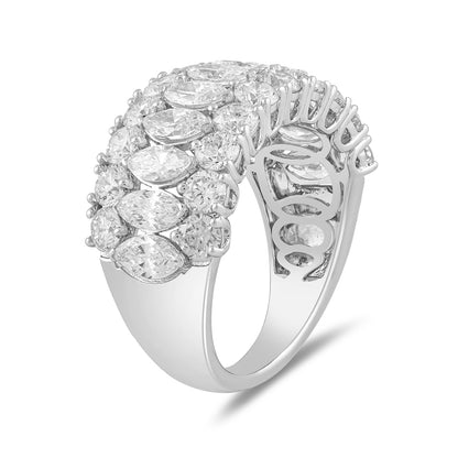 Adamante 4 ct. tw. Lab-Grown Marquise & Round Diamond Anniversary Ring in 10K White Gold front view
