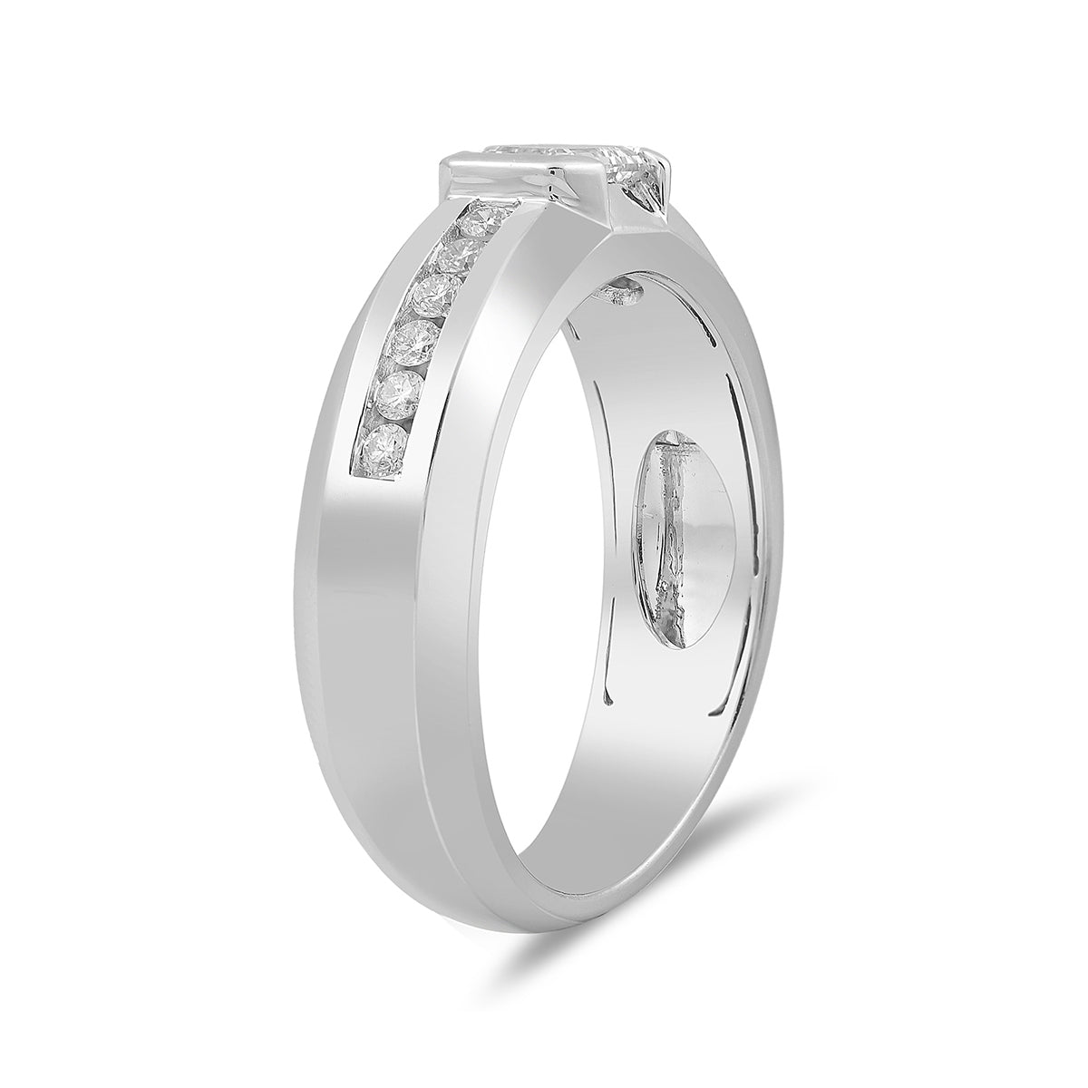 Adamante 1 ct. tw. Men's Lab-Grown Emerald Cut Diamond Wedding Ring in 10K White Gold front view
