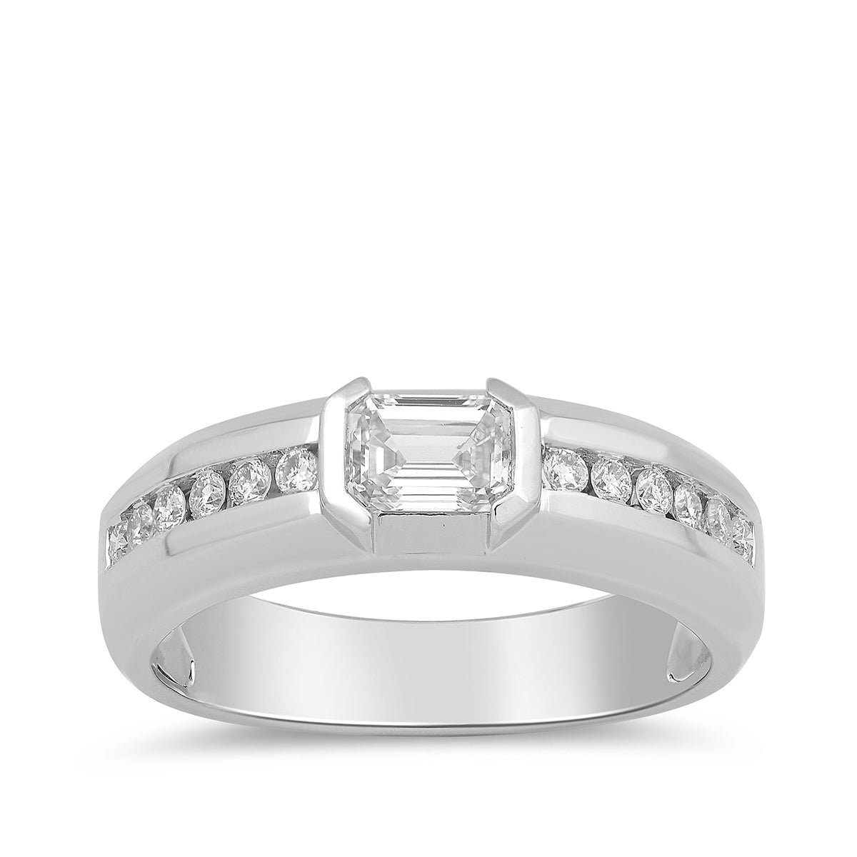 Adamante 1 ct. tw. Men's Lab-Grown Emerald Cut Diamond Wedding Ring in 10K White Gold